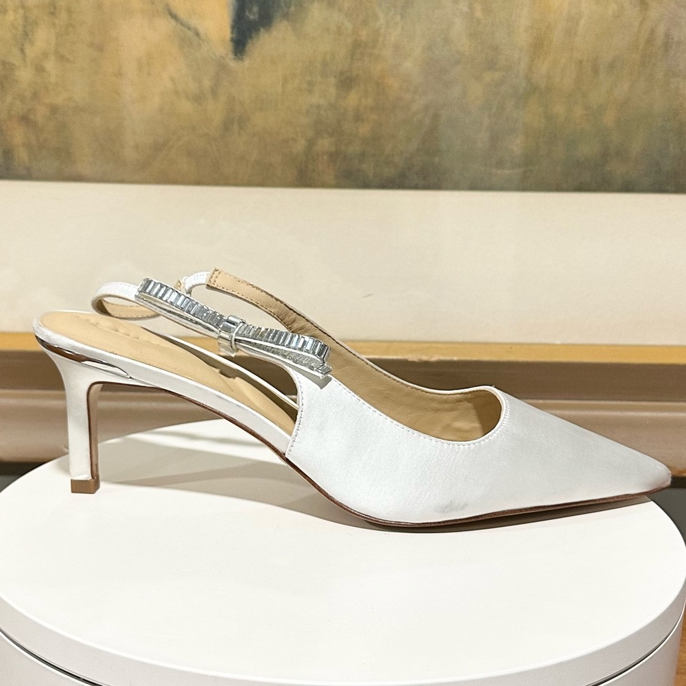 🌸TED BAKER🌸 Janie Bow Slingback Pointed Toe Pump In White Size: 11 - Picture 2 of 16